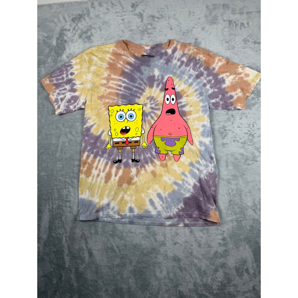 Nickelodeon SpongeBob Patrick Tie Dye Graphic T-Shirt Mens Large Purple Yellow